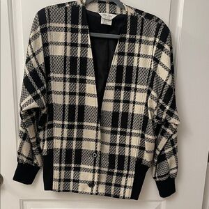 Vintage TanJay Black and Cream Textured plaid Jacket